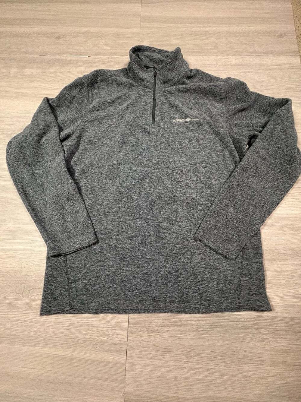 Eddie Bauer Fleece 1/4 Zip Pullover Size M Charcoal Gray Heather